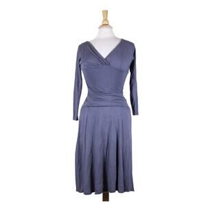 Velvet Graham Spencer jersey dress v-neck drop waist grey draped cotton sz M